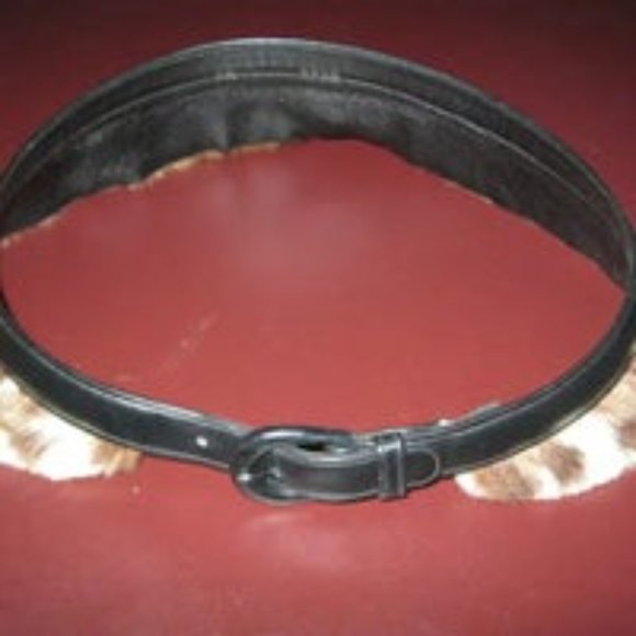 ❤️Vintage BONWIT TELLER ITALY RUNWAY Calf Leopard Fur Bib Belt Size 26-27 main image 6